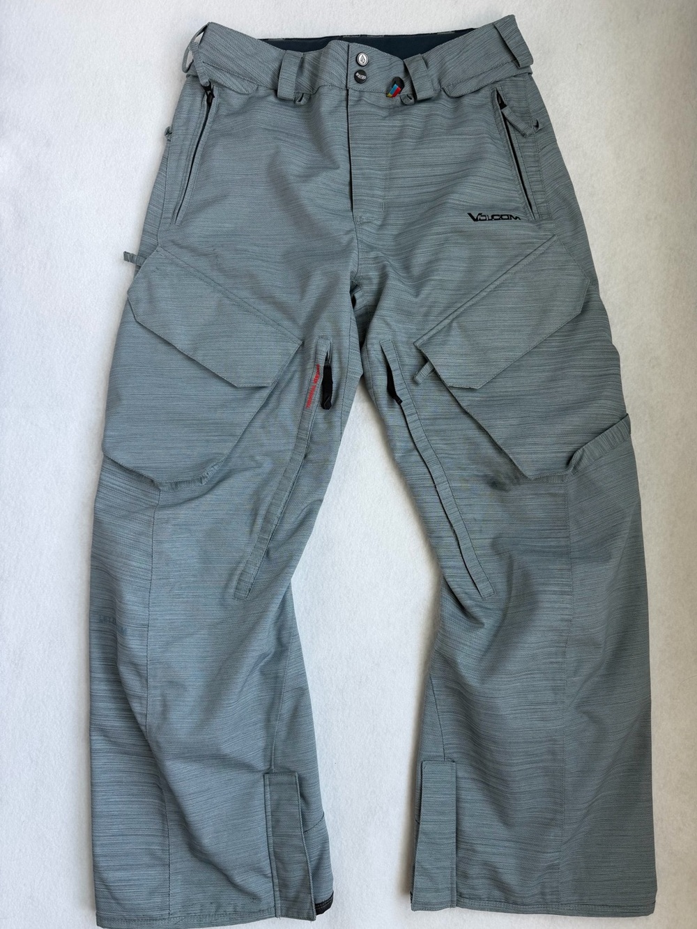 Volcom Men's Technical Snowboard Ski Cargo Pants Grey Heather Stripe Tech Size S